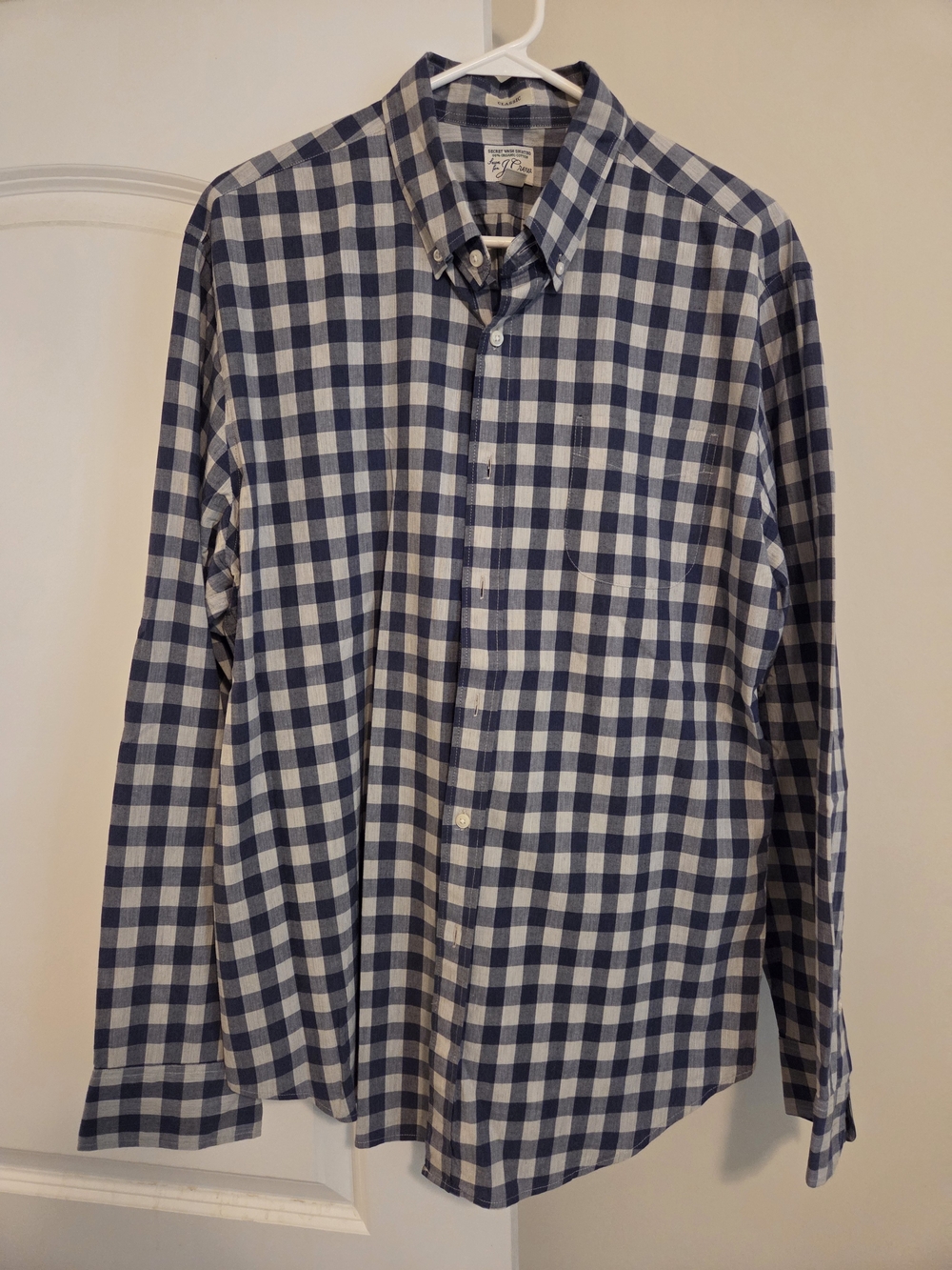 J. Crew Navy and White Gingham Button-Down Shirt